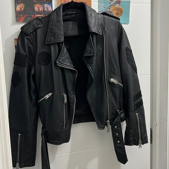 All saints badge bslfern biker lamb leather jacket